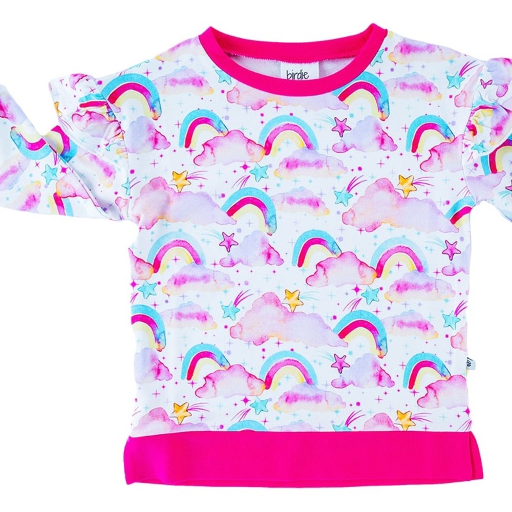 Birdie Bean 3t Penelope Rainbow Flutter-Shoulder Crewneck